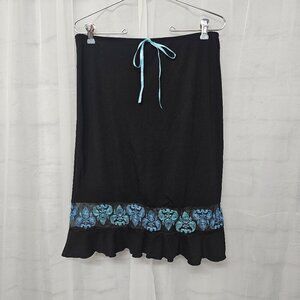 Vintage Lunachix Skirt Y2K Black Blue Fairy Grunge Embroidered L